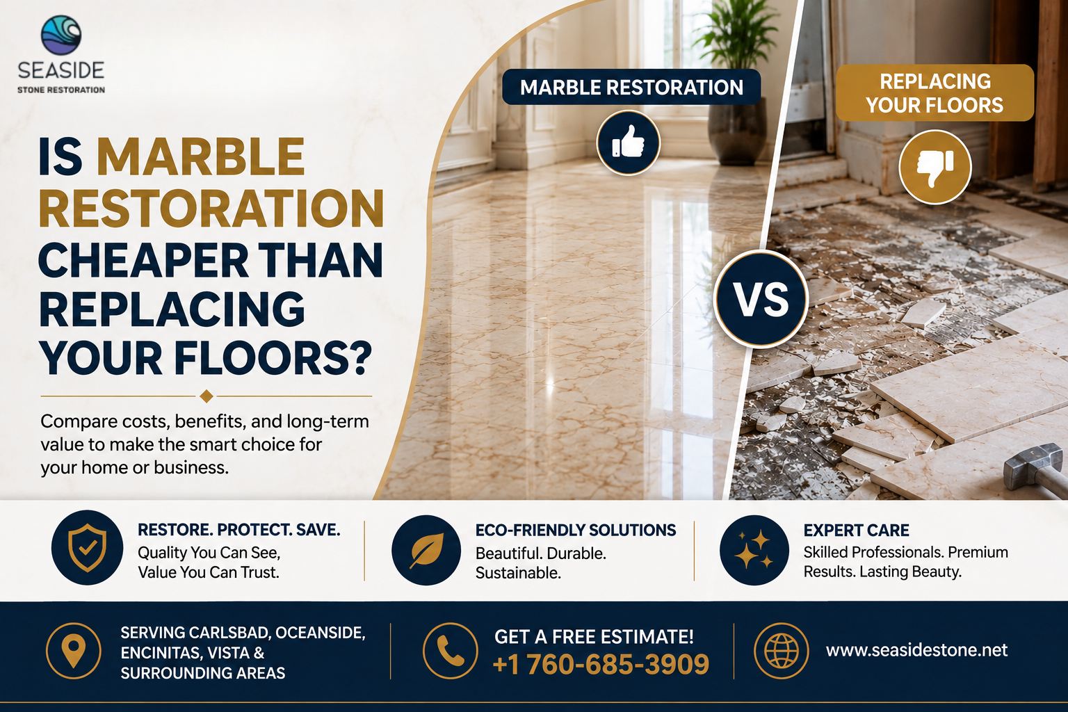 Is marble restoration cheaper than replacing your floors?