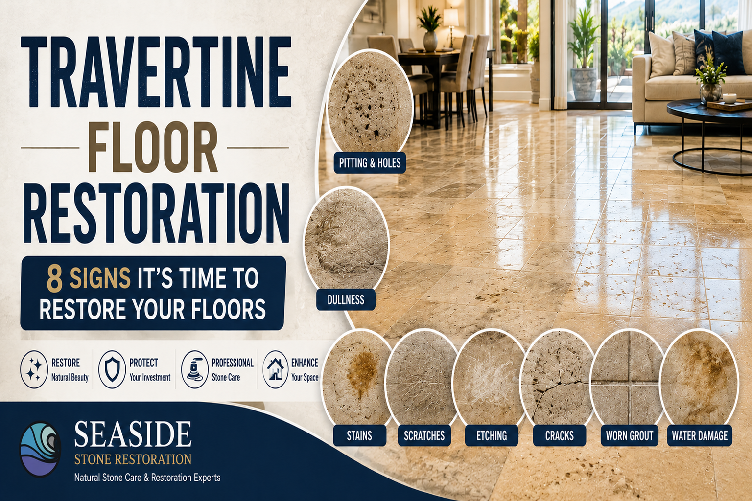 Travertine floor restoration: 8 signs it’s time to restore your floors